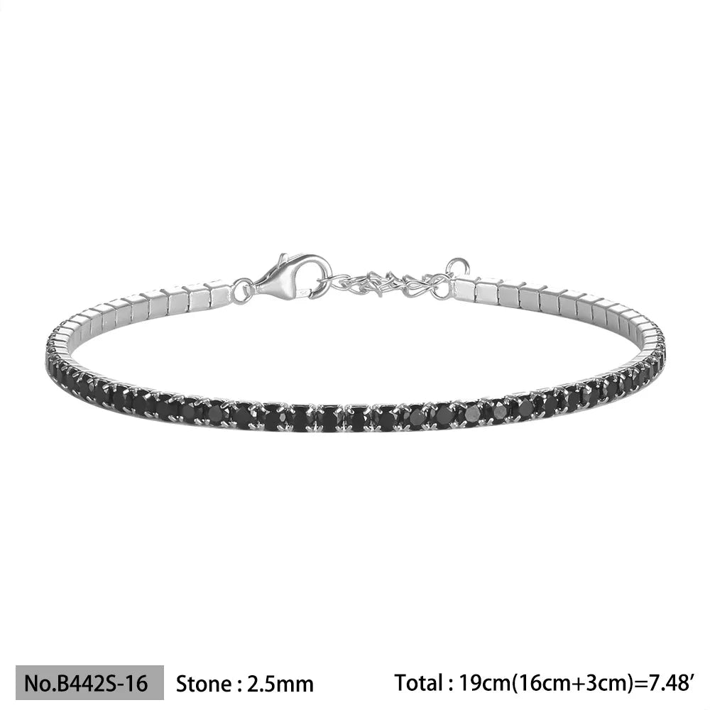 Diamond bracelet 925 Silver Rainbow 2mm Women Fine Jewelry