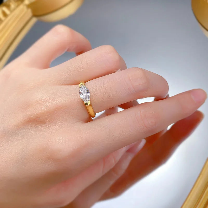 Gold rings 14K Marquise 925 Silver for Women Party Jewelry