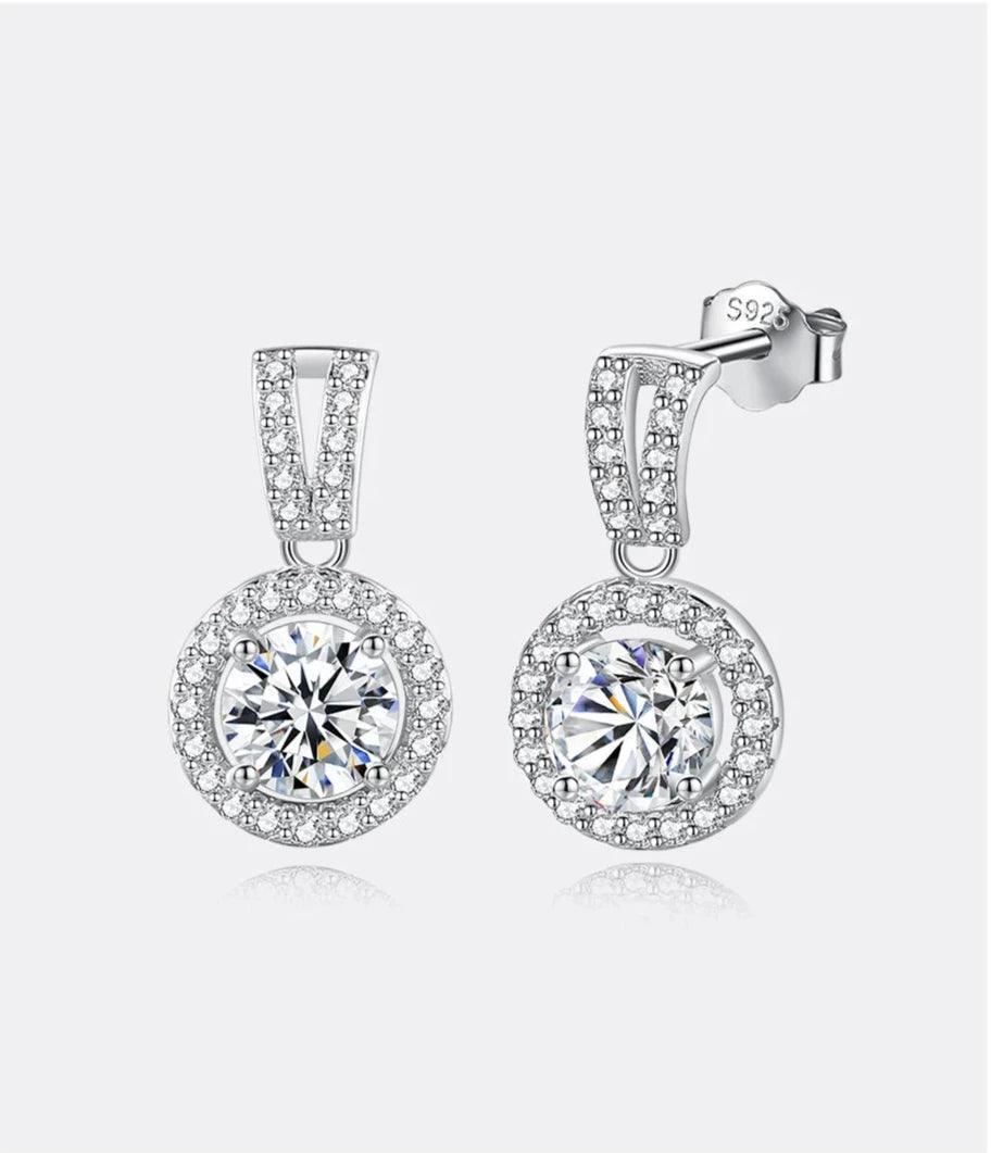 Moissanite Earrings Drop 925 Silver Women Luxury Fine Jewelry
