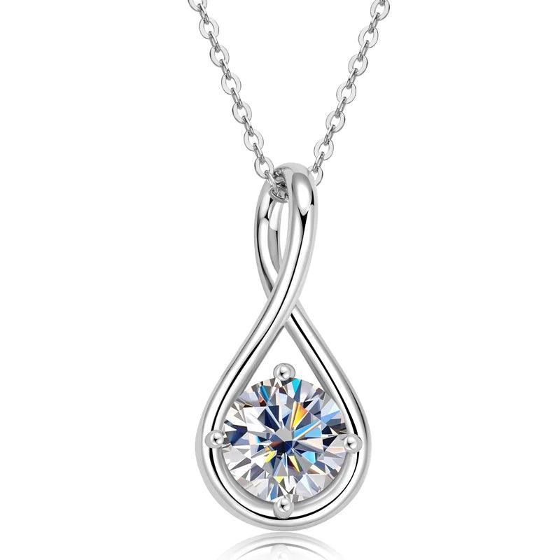 18K Gold Solitaire 2ct Moissanite Infinity Pendant Necklace 925 Sterling Silver Diamond