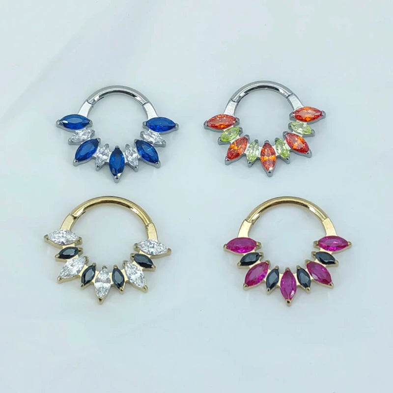 Nose Ring Colorful Marquise Septum Jewelry Titanium Piercing