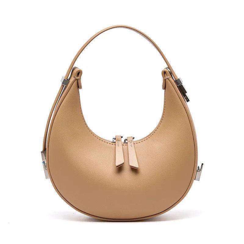 Women's Female Split Leather Elegant Moon Design Lady Luxury Shoulder