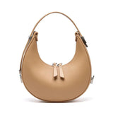 Women's Female Split Leather Elegant Moon Design Lady Luxury Shoulder