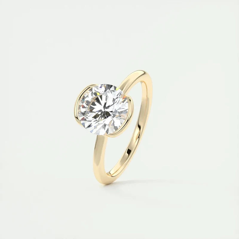 Gold rings Bezel Moissanite for Women Exquisite 925 Silver Jewelry