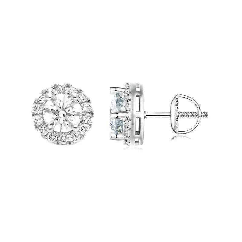 Stud Earrings 925 Sterling Silver Moissanite Earrings Fine Jewelry