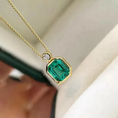 May Birthstone Necklace Green 925 Silver Plated 18k Gold