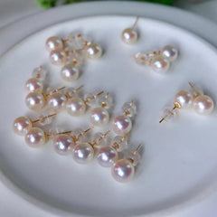 Pearl Earrings 18K Gold Natural Stud Fine Jewelry Delicate