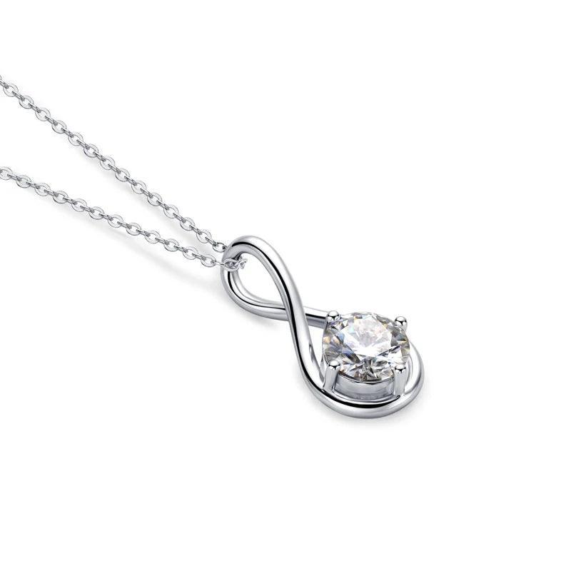 18K Gold Solitaire 2ct Moissanite Infinity Pendant Necklace 925 Sterling Silver Diamond