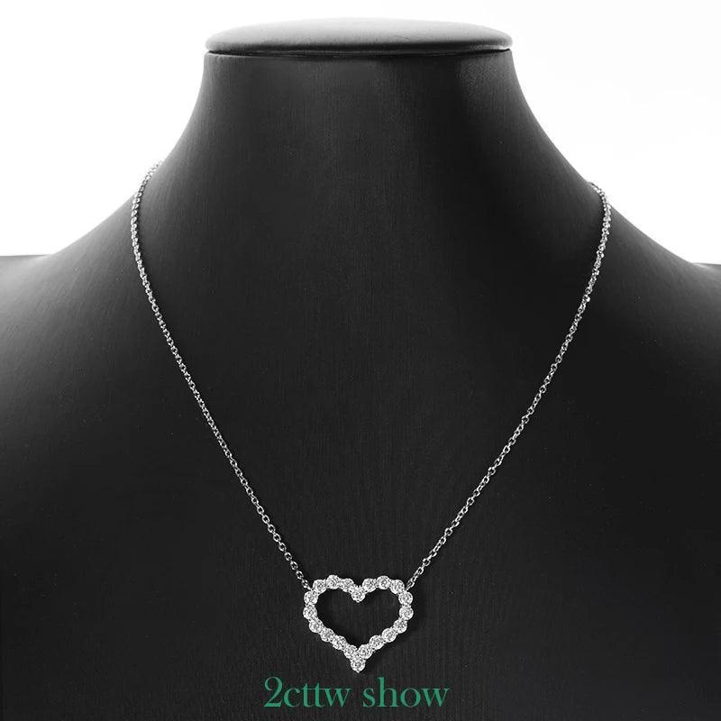 Smyoue Pass Moissanite Heart Necklace S925 Silver Plated Diamonds