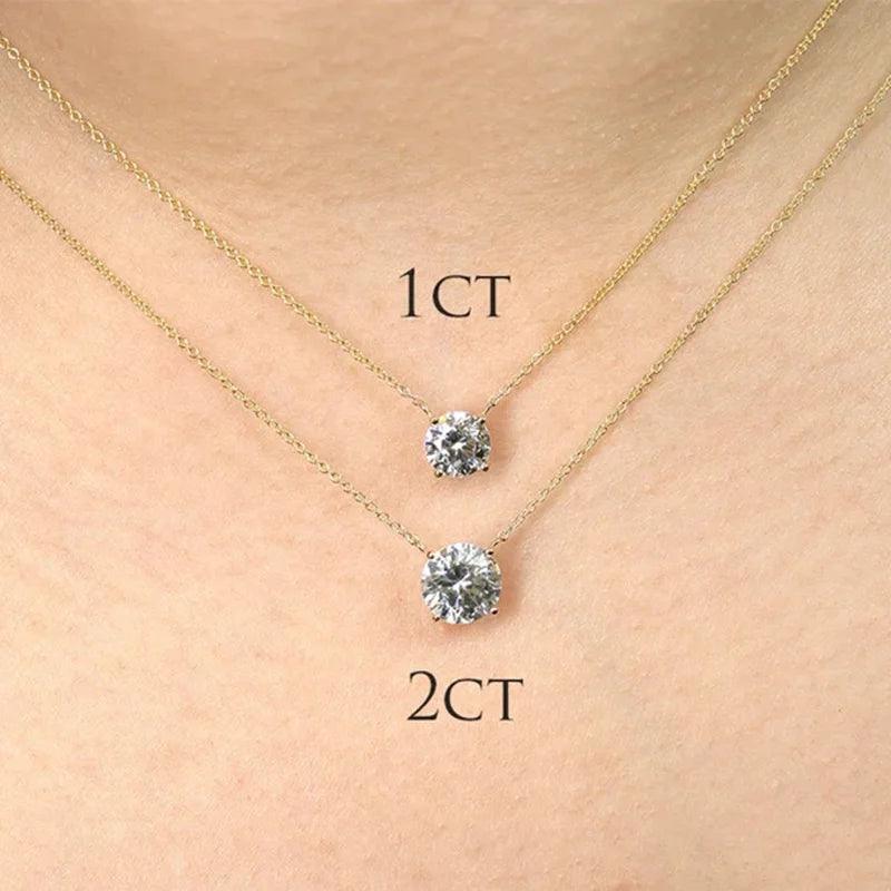 Moissanite Necklace  Original 925 Silver Chains Solitaire Drop Fine Jewelry