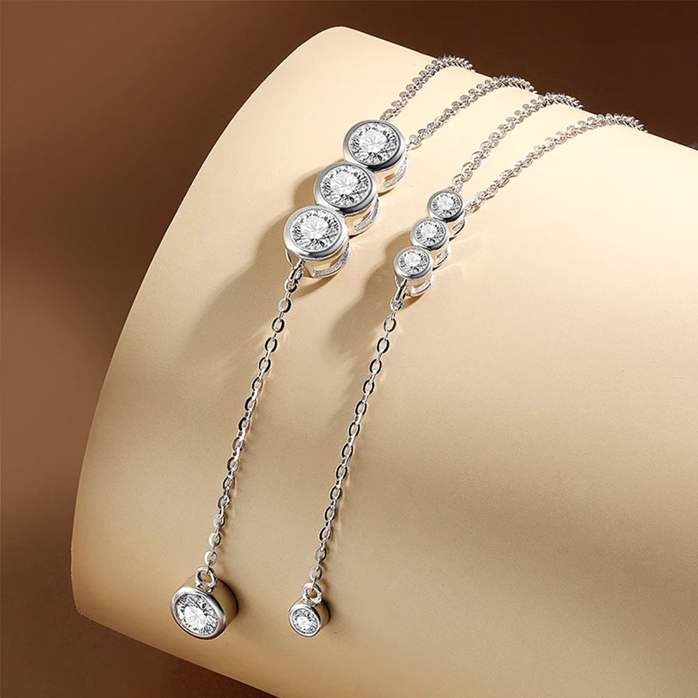 Houtros Moissanite Necklace Classic Sterling Silver 925 Fine Jewelry