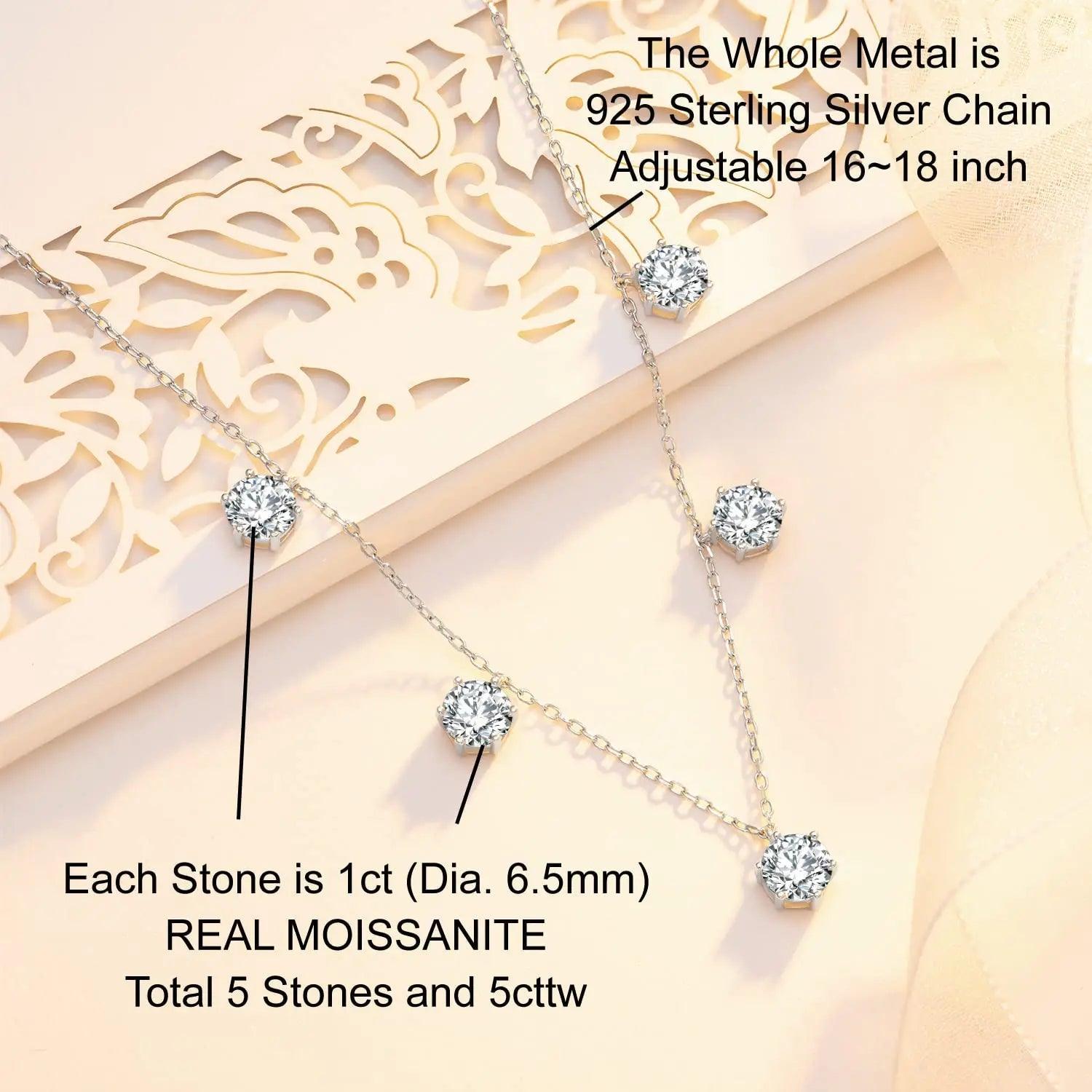 Tennis Moissanite Necklace Chain 925 Sterling Silver  Diamond Jewelry