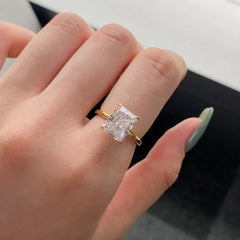 Diamond Ring Luxury 925 Silver High 18K Gold Plated Fine Jewelry