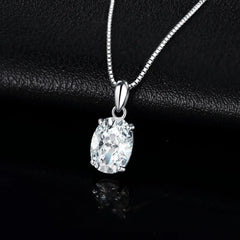 Diamond necklace Oval Silver S925 Pendant Chain Plated