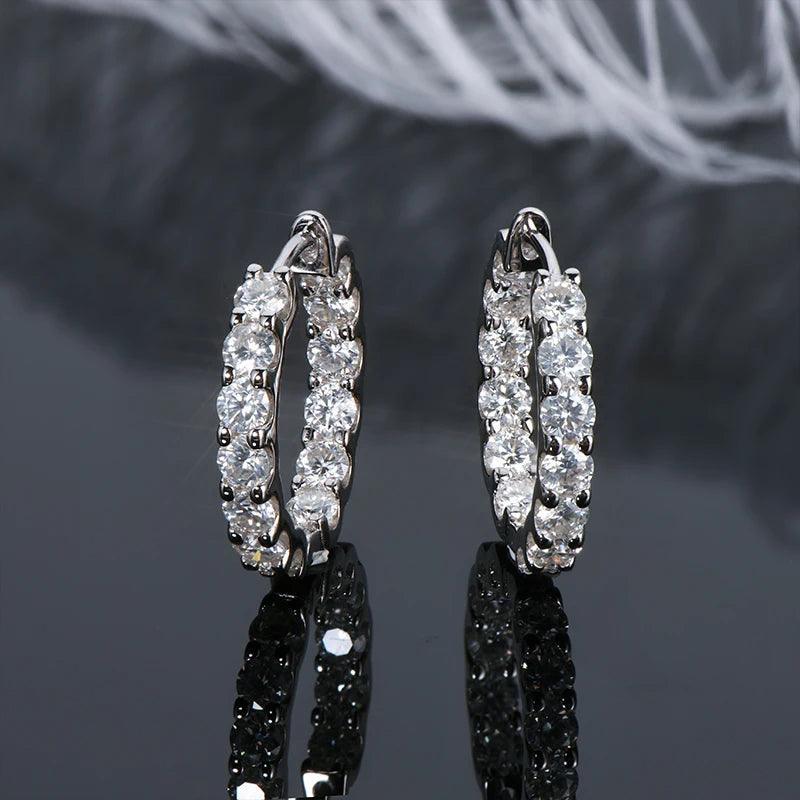 Hoop Earrings Sterling Silver 925 Stud Sparkling Jewelry
