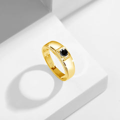 Gold rings Natural Black Moissanite With Signet