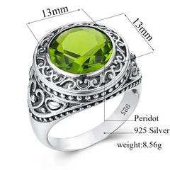 August Birthstone Original Silver 925 Ring Vintage Luxury Fine Jewelry