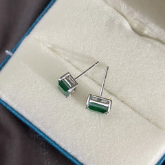 August Birthstone Vintage Emerald Stud Earrings Quality Green Jewelry