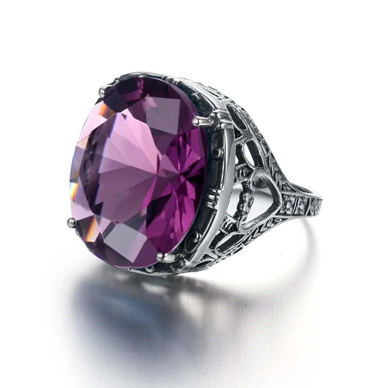 June Birthstone Women Amethyst Gemstone Ring Antique Jewelry