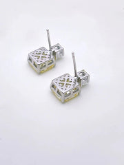 Diamond Earrings Yellow Square Asche Studs High Carbon