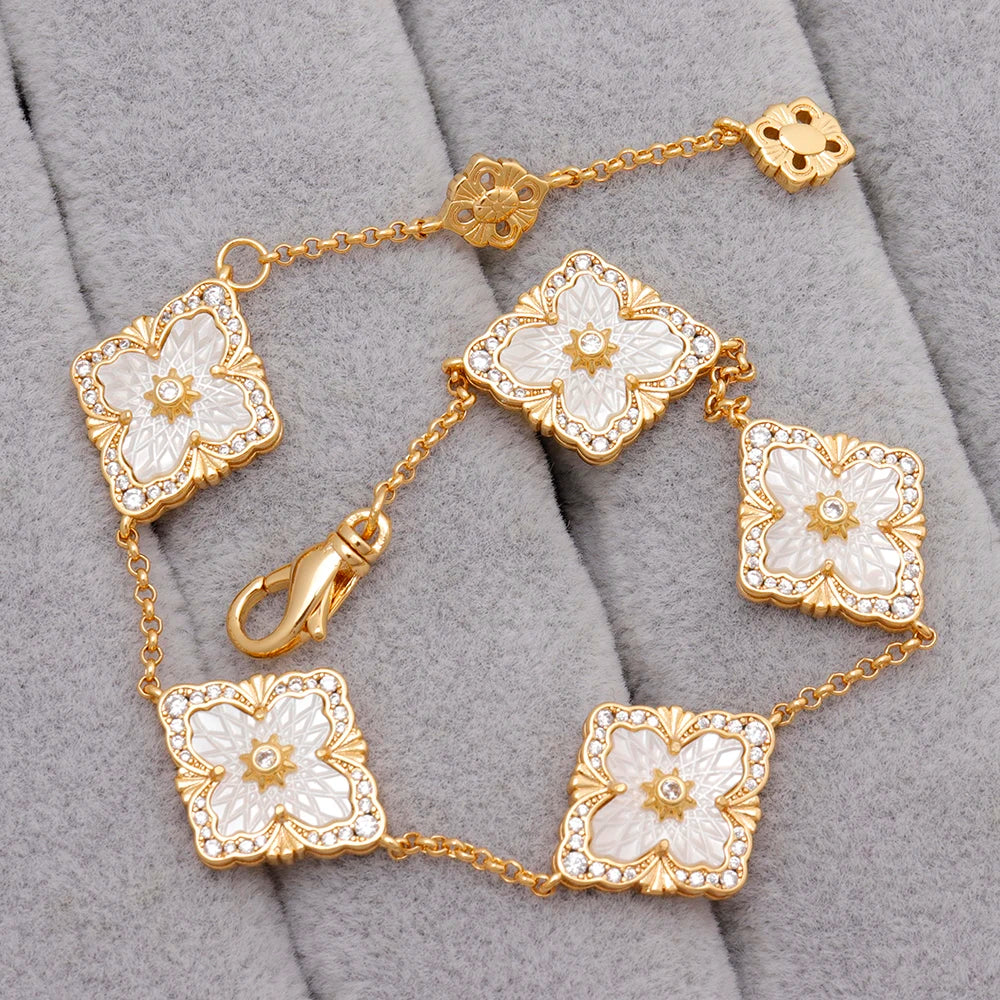 Clover Bracelet 18k Solid Gold Plated Mother of Pearl Luxury Jewelry