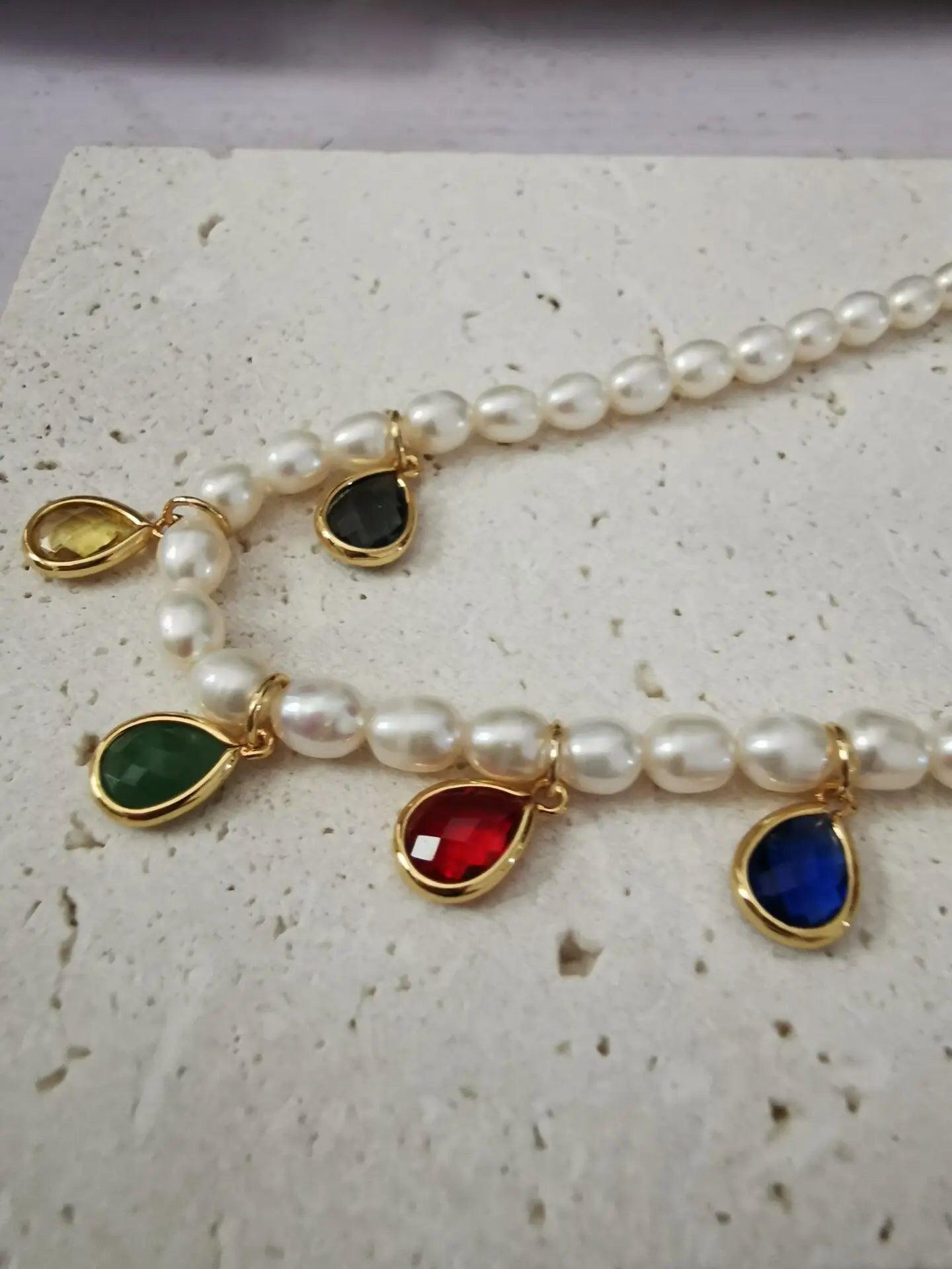 Colorful Beads Natural Real Pearl Necklace Women Jewelry Party Designer Runway Gown