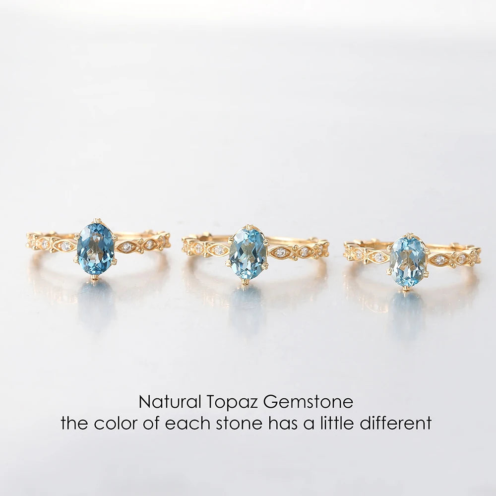 September Birthstone Natural Gemstone Ring Blue 925 Silver Gold Plated