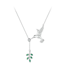 May Birthstone Necklace Spring Leaves Dangle Pendant Jewelry