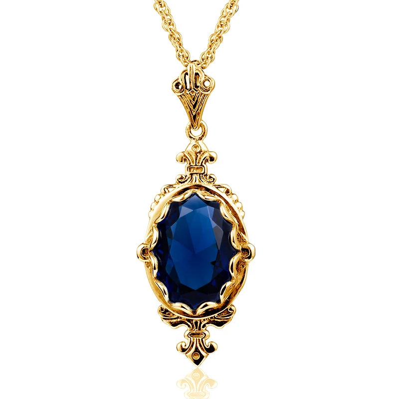 October Birthstone Solid Necklace Pendant Stone Vintage Jewelry