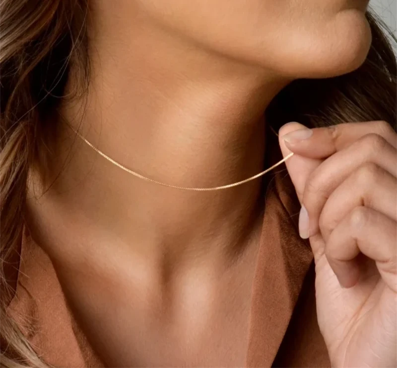 Gold Necklace with Snake Chain Choker Delicate Minimalist Jewelry