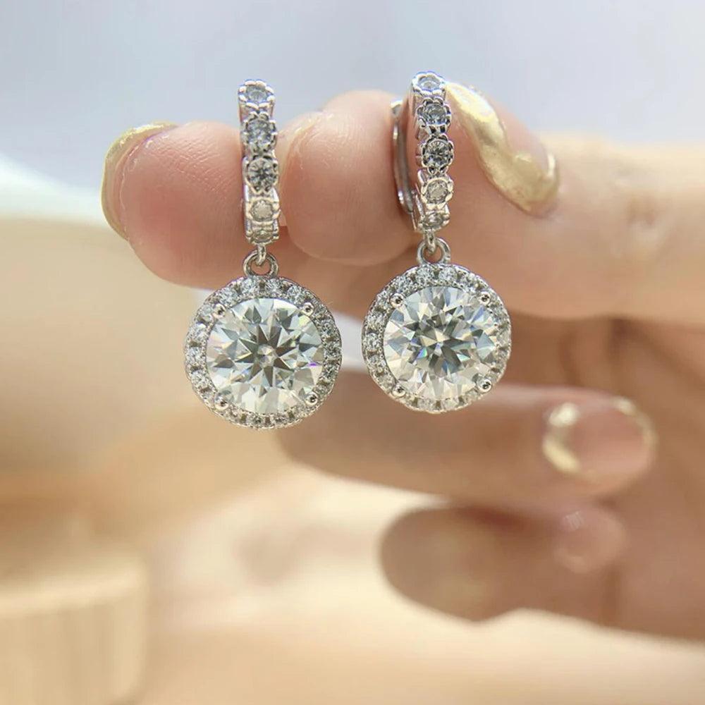 Moissanite Earrings S925 Silver Original Certified 8mm Diamond - MILALAN 