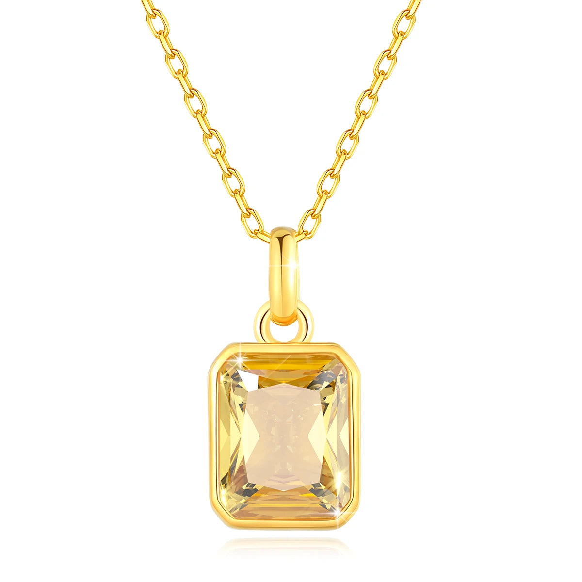 June Birthstone 18k Gold Necklace Stone Rectangle With Pendant