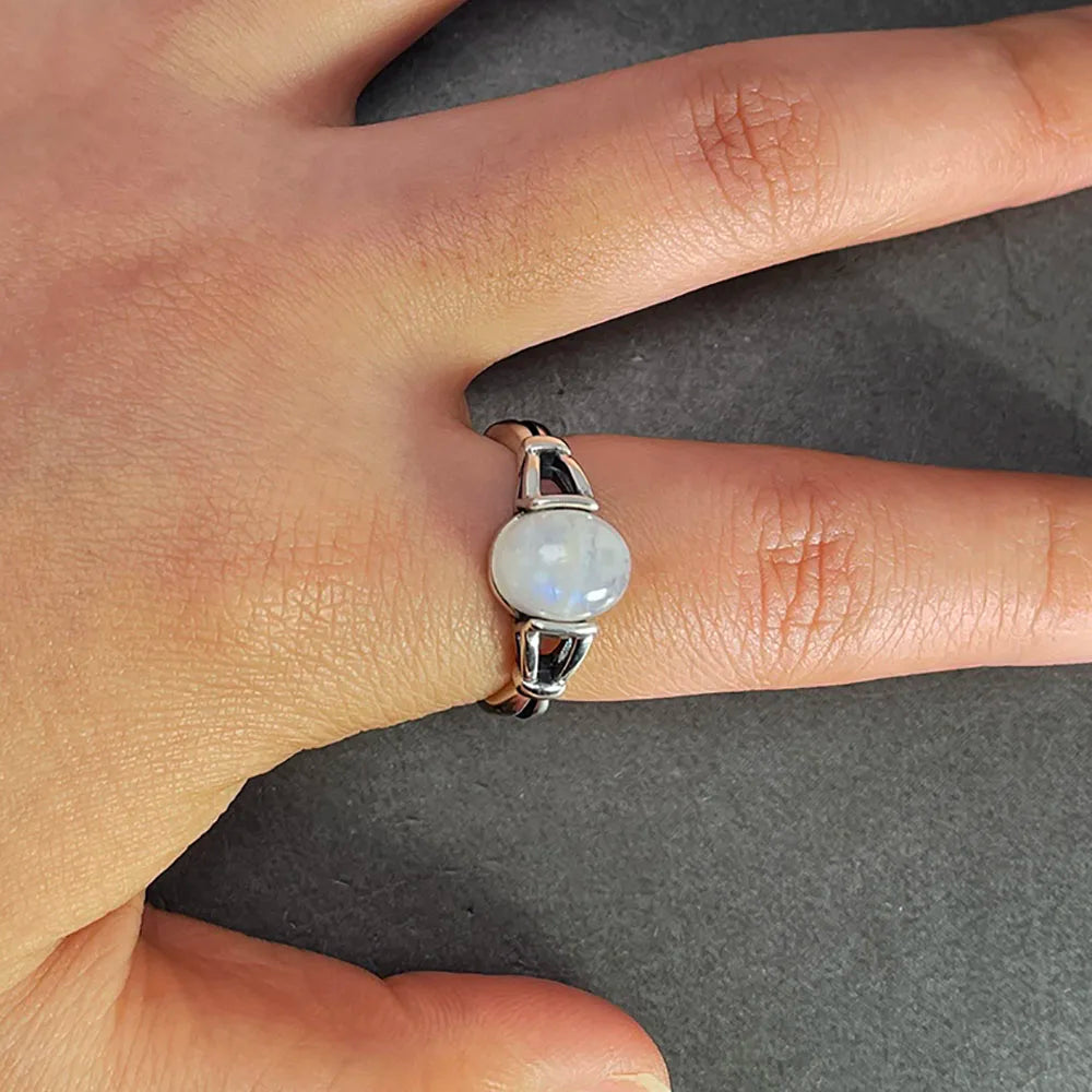 April Birthstone Ring Natural Moonstone Vintage Twilight Jewelry