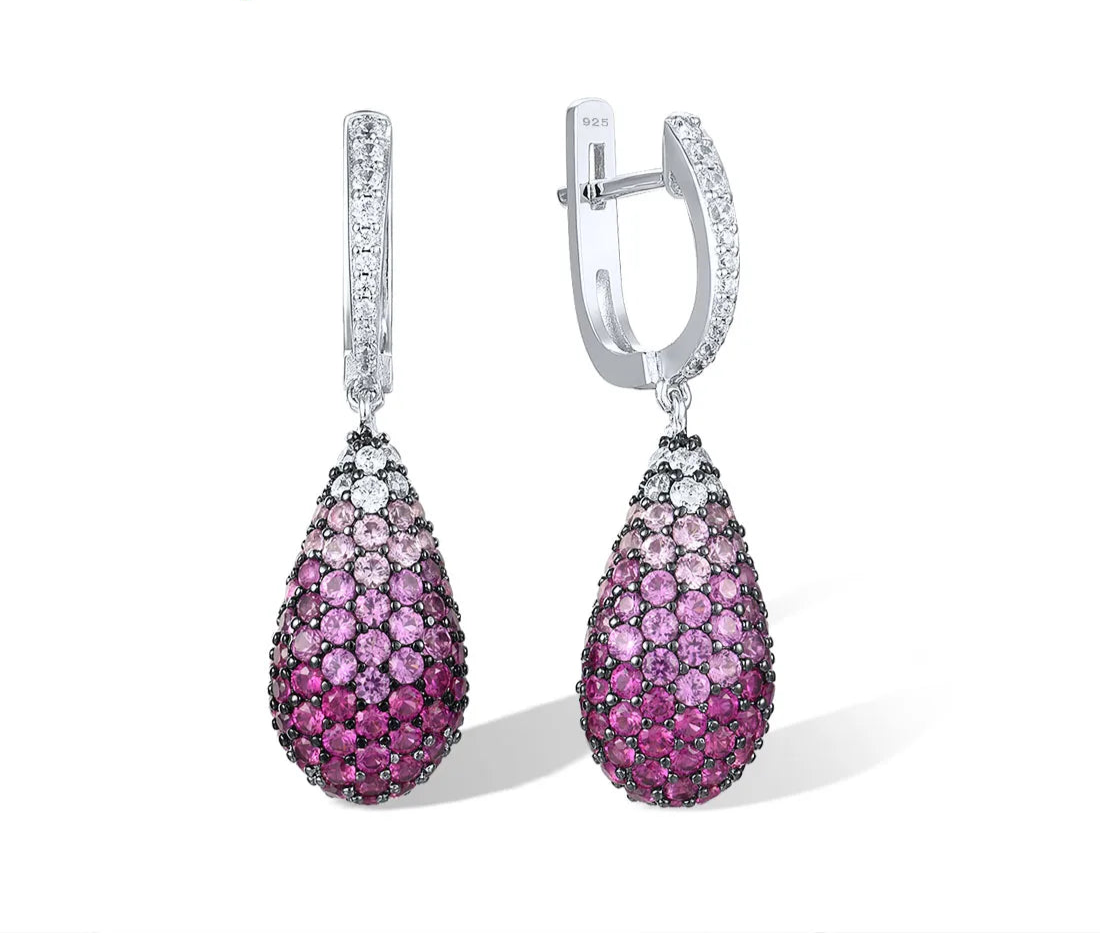 July birthstone Pure Drop Earrings Sparkling Gem Stone Oval Jewelry