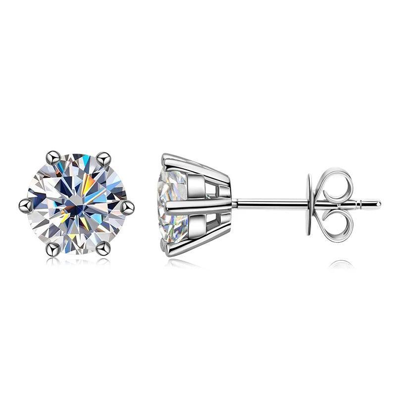 Moissanite Earrings Stud Sterling Silver 925 Sparkling Jewelry