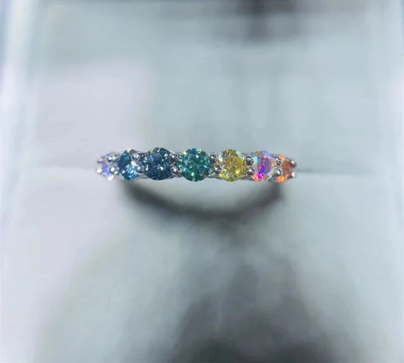 Engagement rings 925 Silver Moissanite Multicolor Solitaire