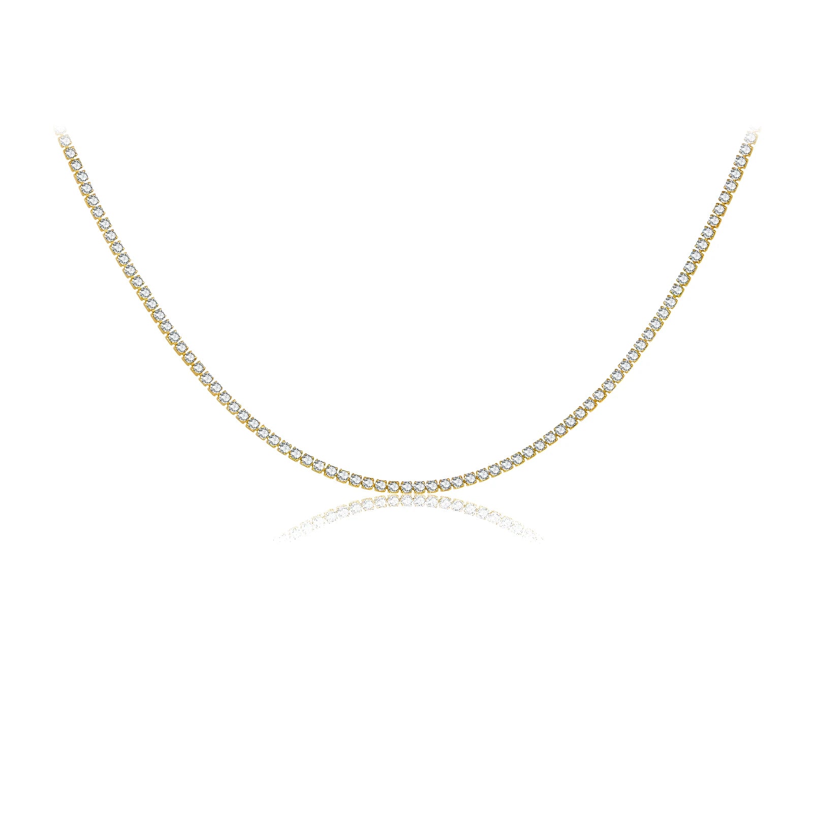 Diamond necklace Gold 2mm Thick Chain Choker Women Luxury Fine Jewelry