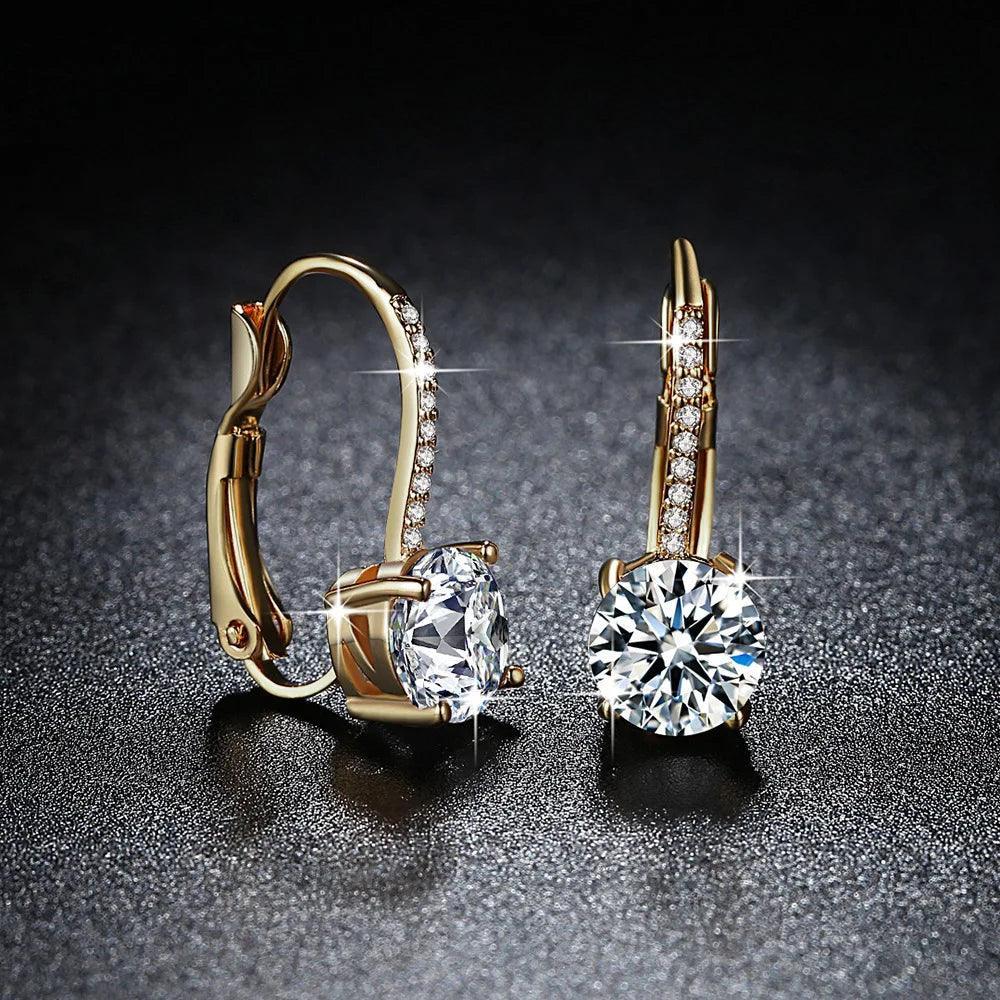 Gold Earrings Plated Silver Hoops 925 Dangle Back Moissanite