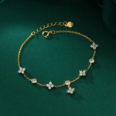 Moissanite Bracelet With 925 Sterling Silver Flower Adjustable Chain