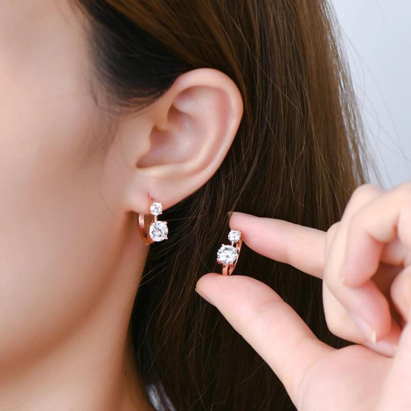 Moissanite Earrings Hoops With Original 925 Silver Round Diamond