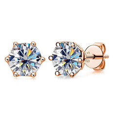 Moissanite Earrings S925 Sterling Silver Rose Gold Plated Jewelry