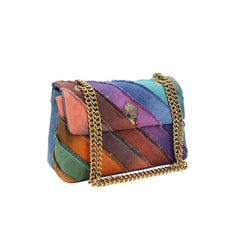 Fanshion Lady Colorful Handbag In Weave Print Purse Jointing Rainbow