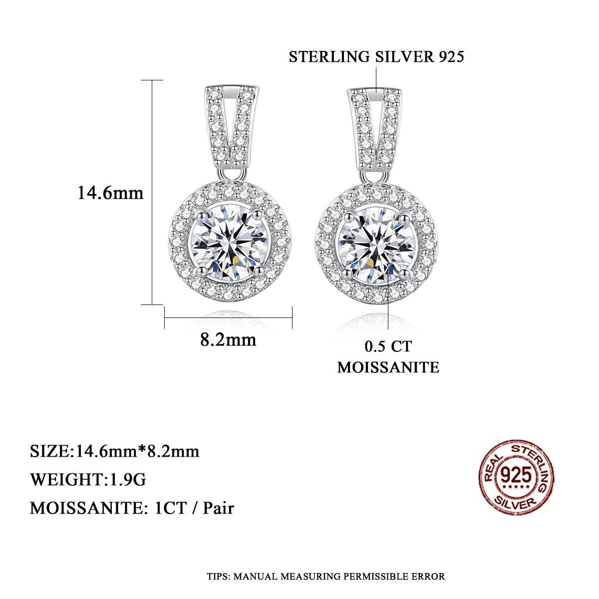 Moissanite Earrings Drop 925 Silver Women Luxury Fine Jewelry
