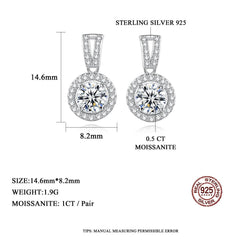 Moissanite Earrings Drop 925 Silver Women Luxury Fine Jewelry
