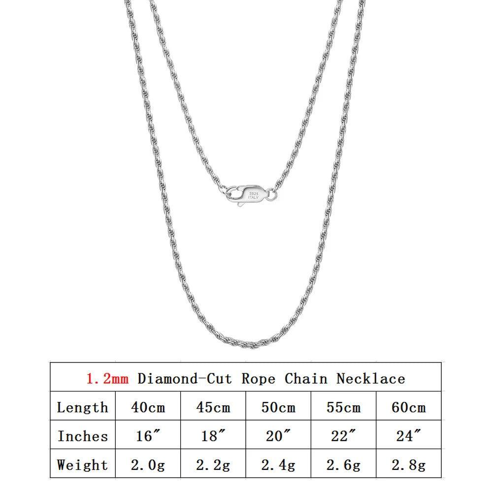 Silver necklace Genuine Italian Rope Chain
