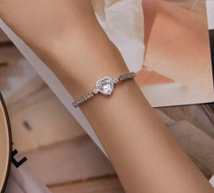 Luxurious personalized 925 sterling silver heart bead bracelet