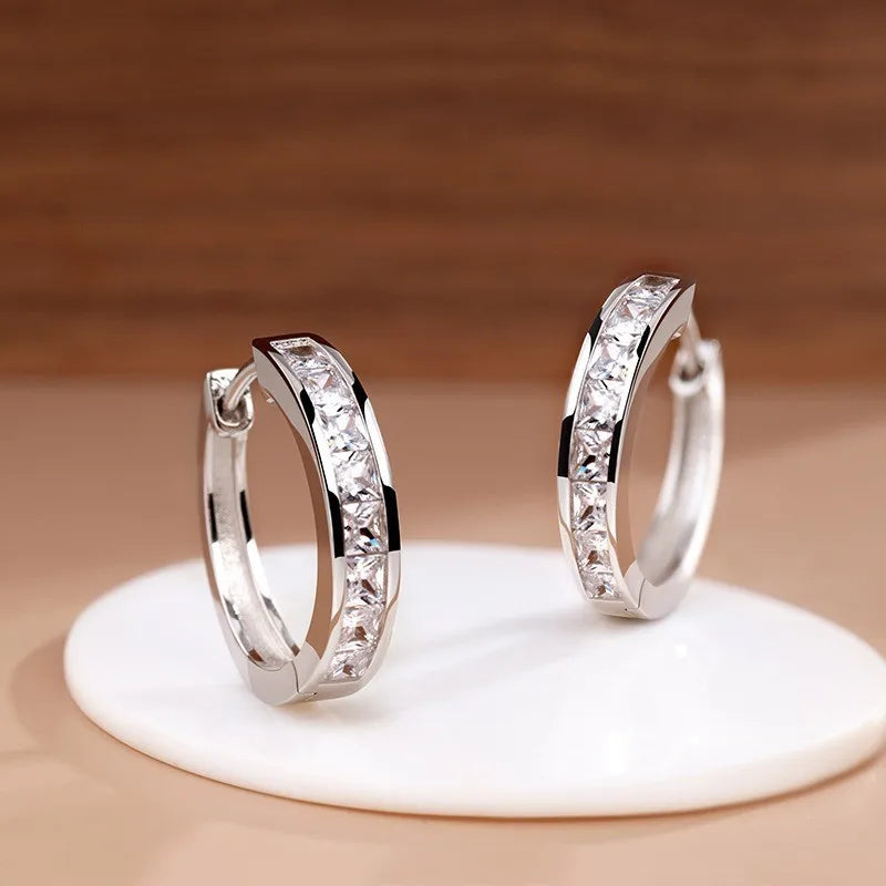 Diamond Earrings High Carbon for Women Plated Sparkling Fine Jewelry