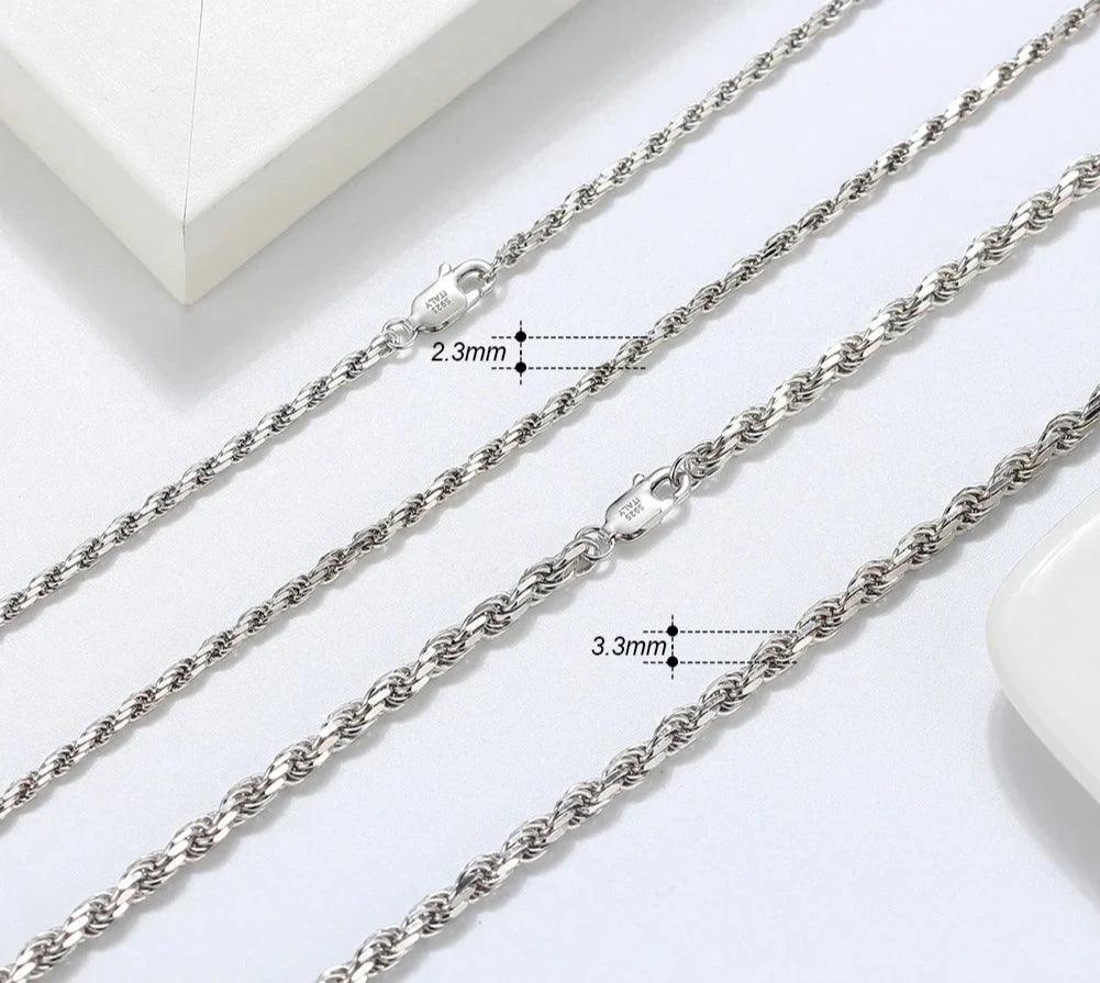 Silver necklace Genuine Italian Rope Chain
