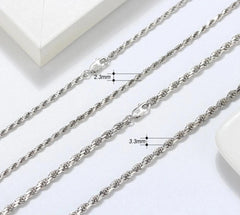 Silver necklace Genuine Italian Rope Chain
