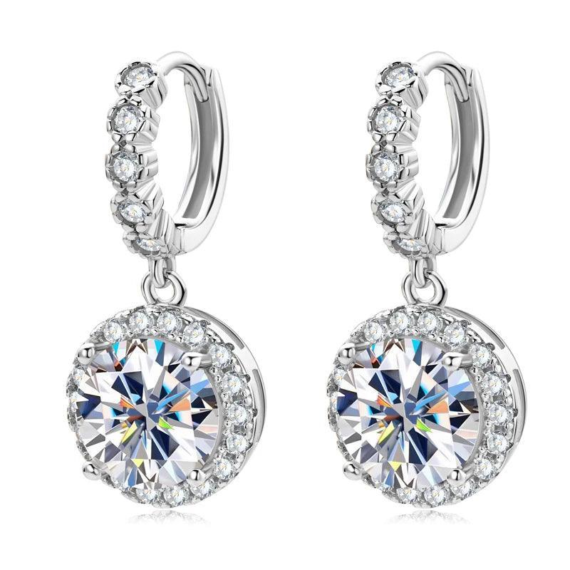 Original D Moissanite Hoop Drop Earrings for Women 925 Sterling Silver Jewelry